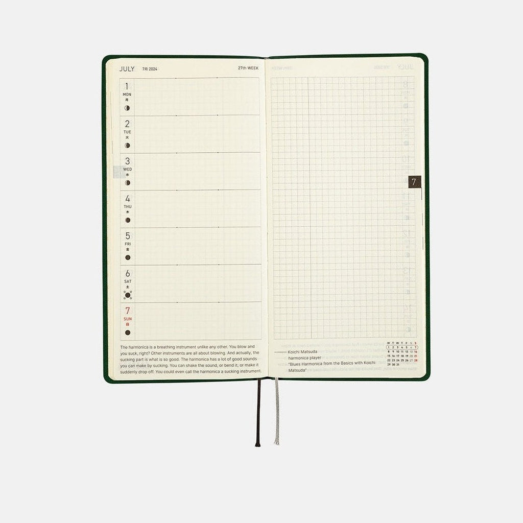Hobonichi Techo 2024 Weeks Smooth: Forest Green