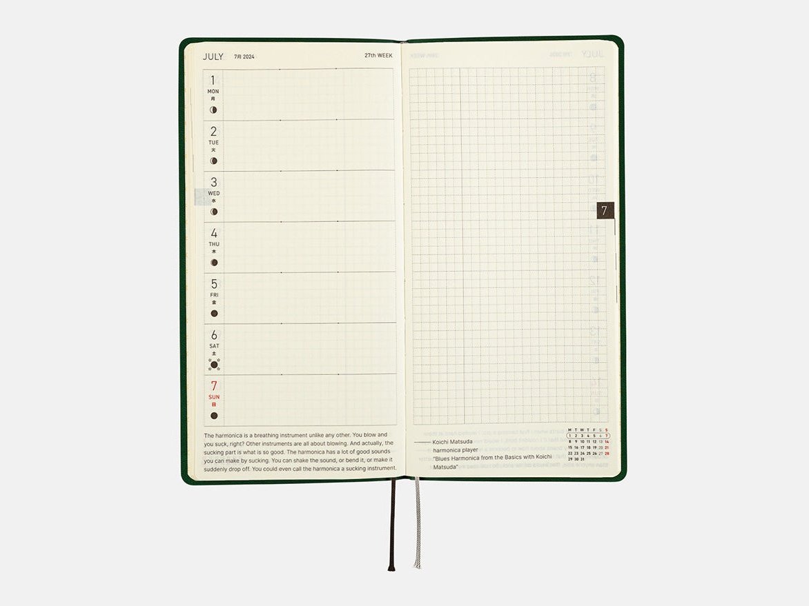 Hobonichi Techo 2024 Weeks Smooth: Forest Green