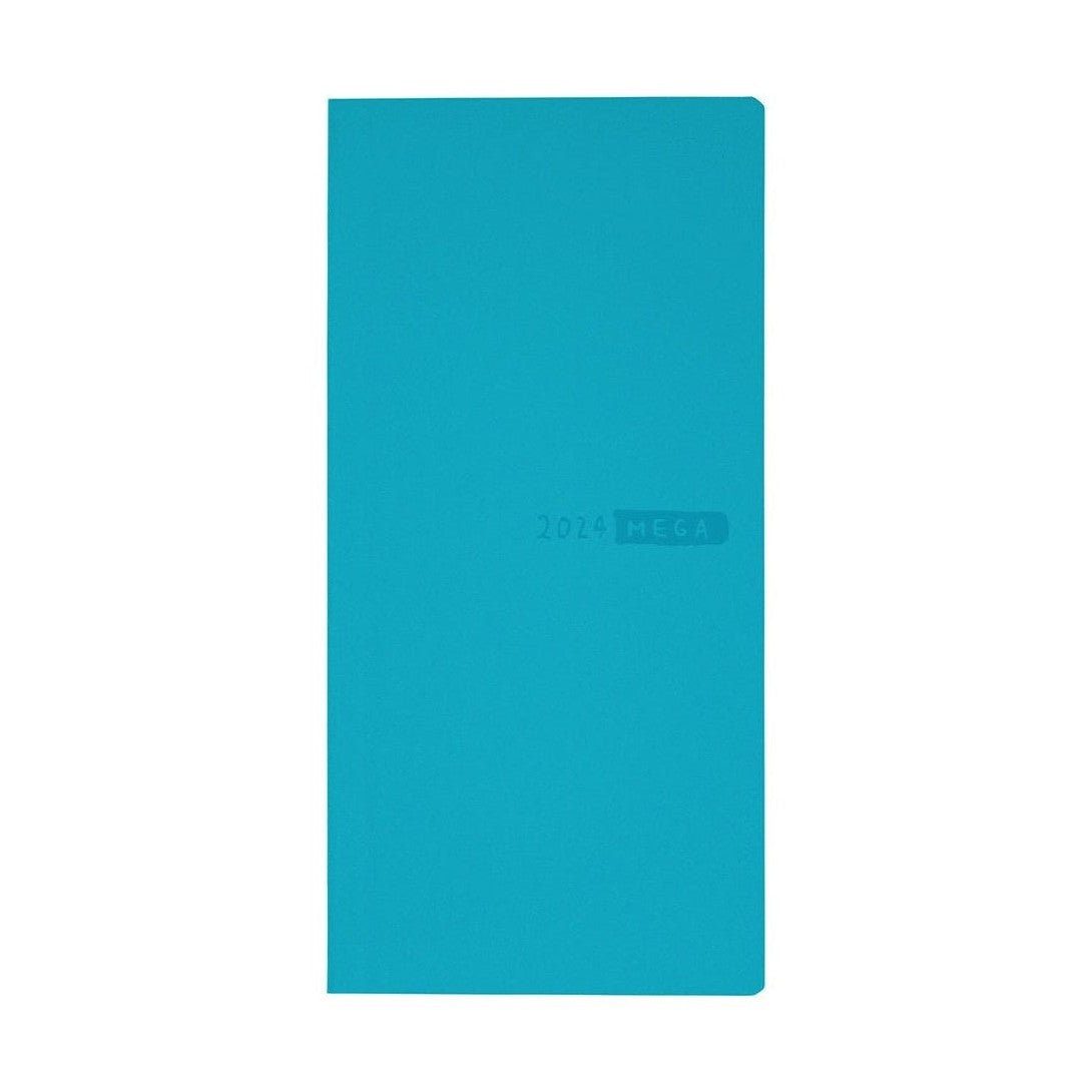 Single upright Hobonichi Techo 2024 MEGA diary with subtle gray embossed text