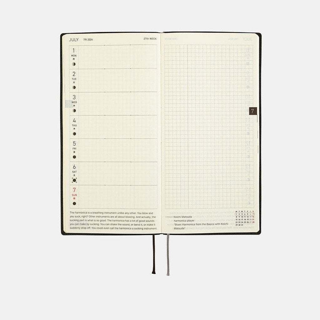 Hobonichi Techo 2024 Weeks White Line: Black