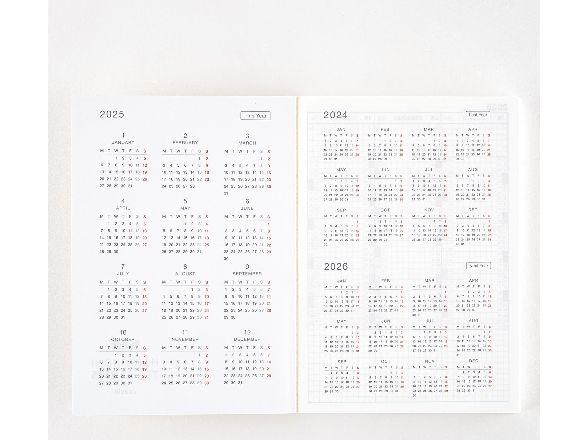 Hobonichi Techo 2025 English Cousin Book A5 size/Daily/Jan start/Mon start