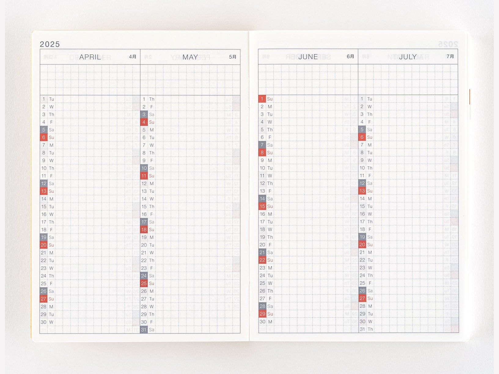 Hobonichi Techo 2025 English Original Book A6 size/Daily/Jan start/Mon start