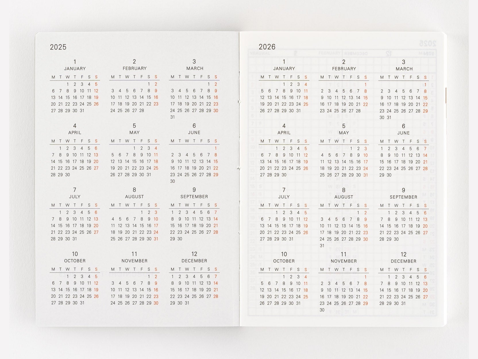 Hobonichi Techo 2025 English Planner Book A6 size/Daily/Jan start/Mon start