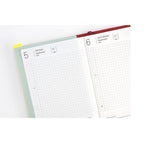 Hobonichi Techo 2025 September weekly spread with yellow today tab and green ruler border