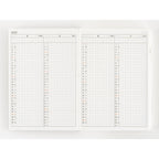 Hobonichi Techo 2025 April to July daily grid spread with abbreviated day letters and red weekends