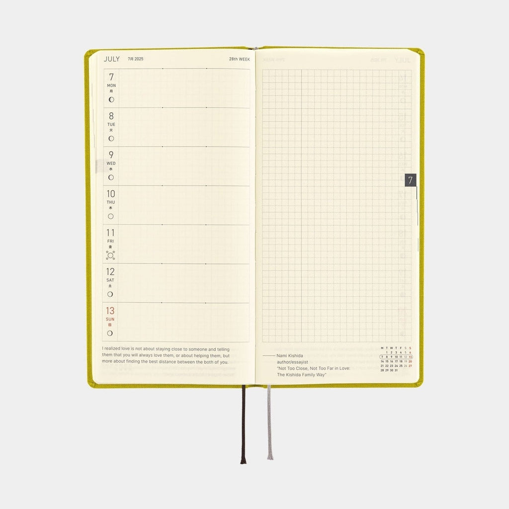 Hobonichi Techo 2025 Weeks - Colours: Pistachio