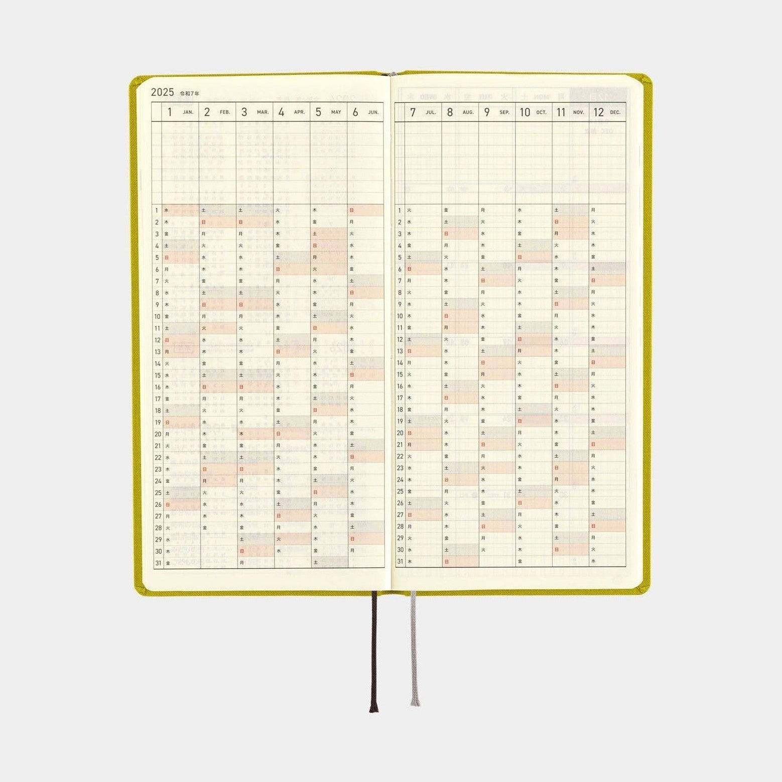 Hobonichi Techo 2025 Weeks - Colours: Pistachio