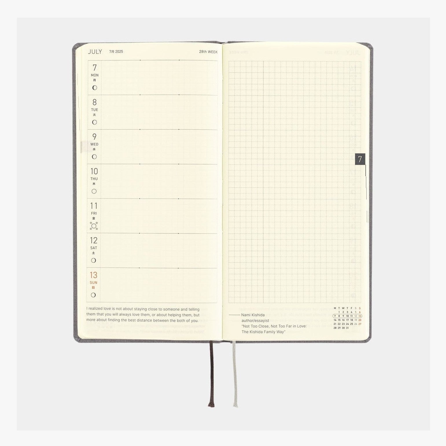 Hobonichi Techo 2025 Weeks - Colours: Smoke Gray
