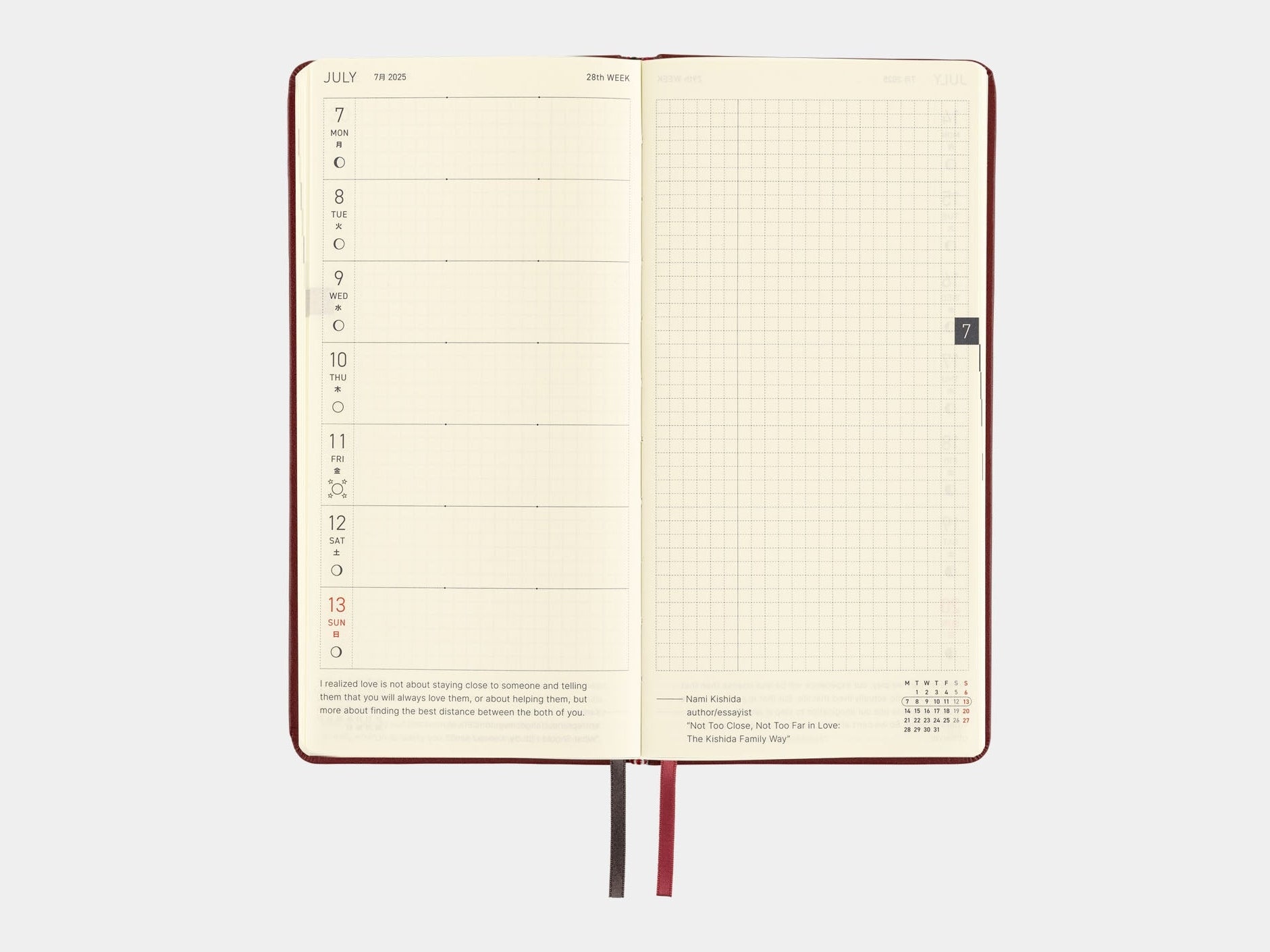 Hobonichi Techo 2025 Weeks - Leather: Pomegranate