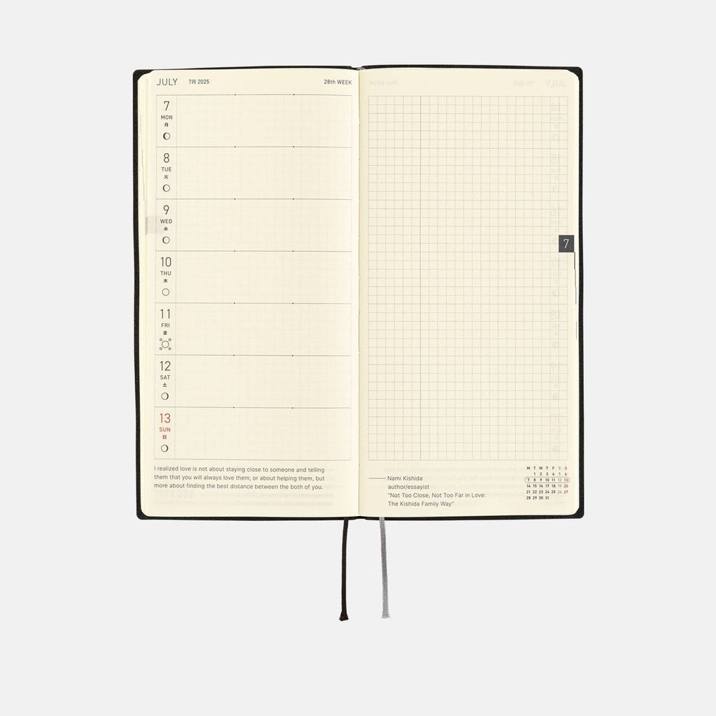 Hobonichi Techo 2025 Weeks - White Line: Black