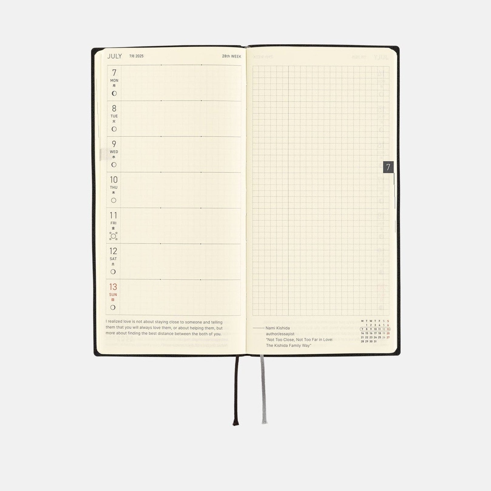 Hobonichi Techo 2025 Weeks - White Line: Black