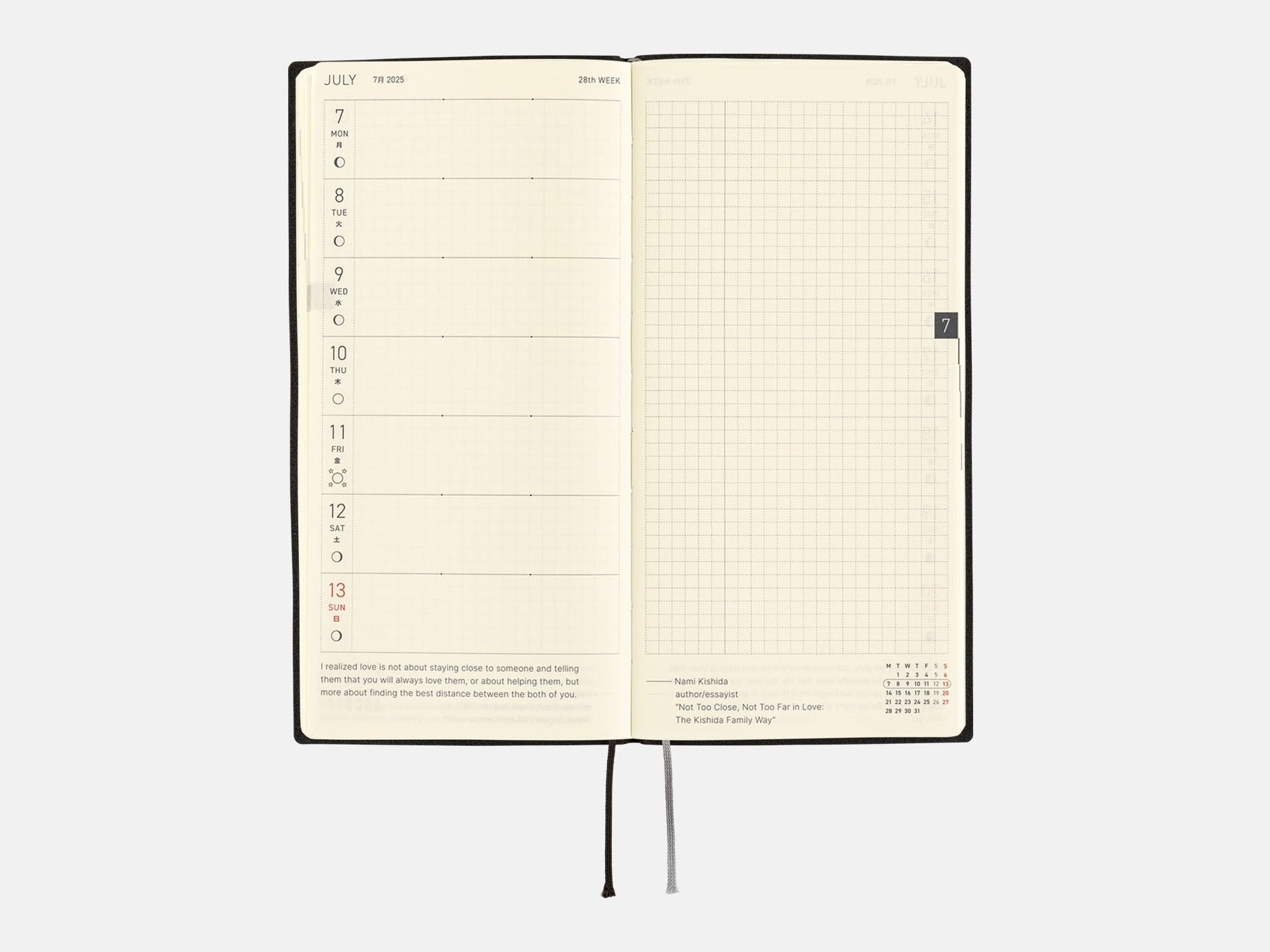 Hobonichi Techo 2025 Weeks - White Line: Black