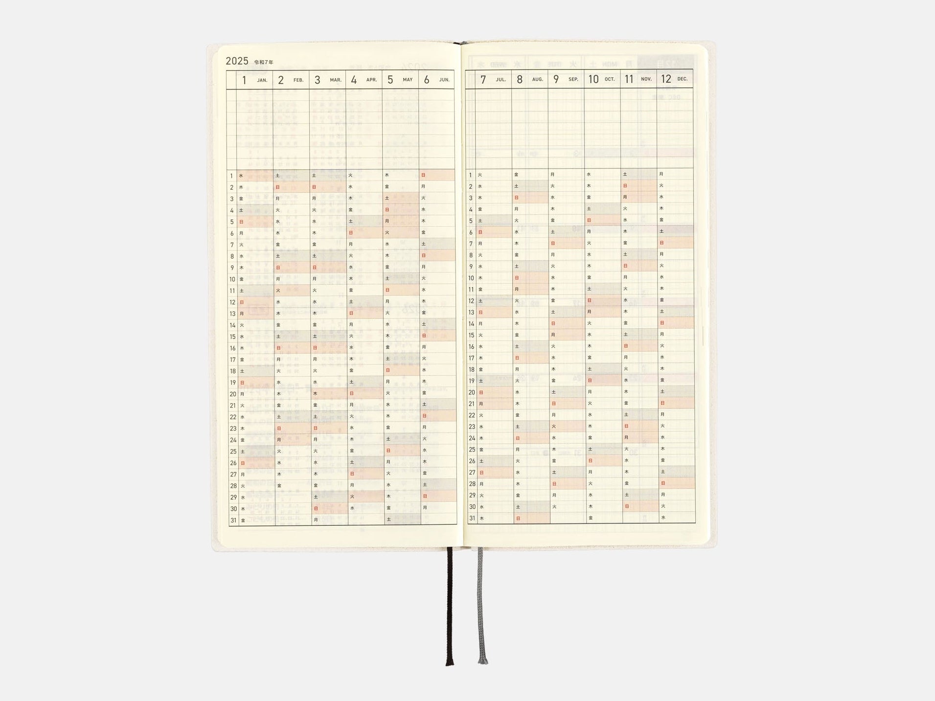 Hobonichi Techo 2025 Weeks - White Line: Ivory