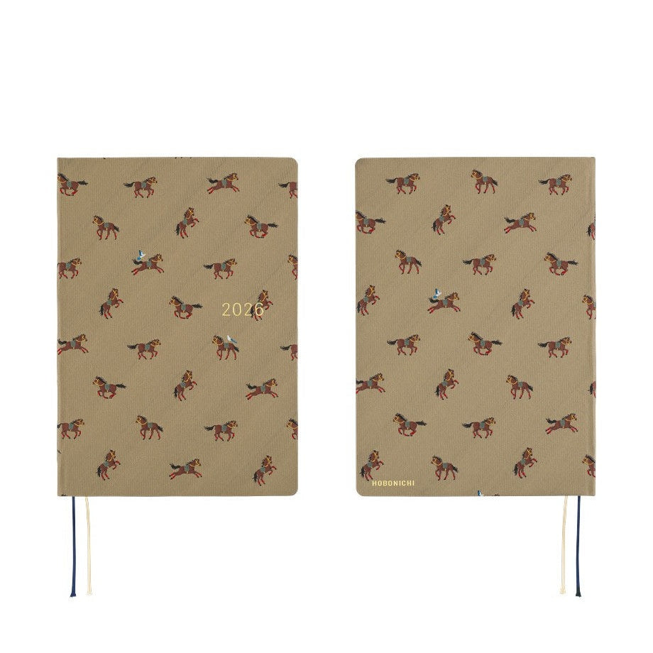 Hobonichi Techo 2026 A5 HON ENG - Bow & Tie: Galloping Horses