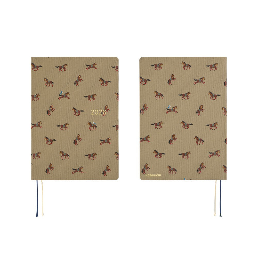 Hobonichi Techo 2026 A5 HON ENG - Bow & Tie: Galloping Horses