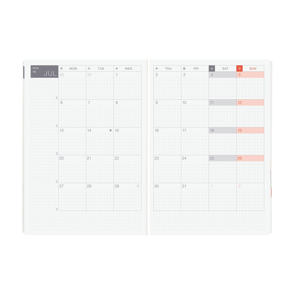 Hobonichi Techo 2026 A5 HON ENG - Paper Series: Black Gingham