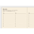 Hobonichi Techo My Lists page with three-column numbered entry layout