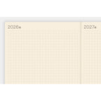 Hobonichi Techo 2026-2027 yearly spread with dotted grid lines