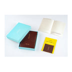 Hobonichi Techo 2026 A6 5-Year Diary in light blue gift box with open spread