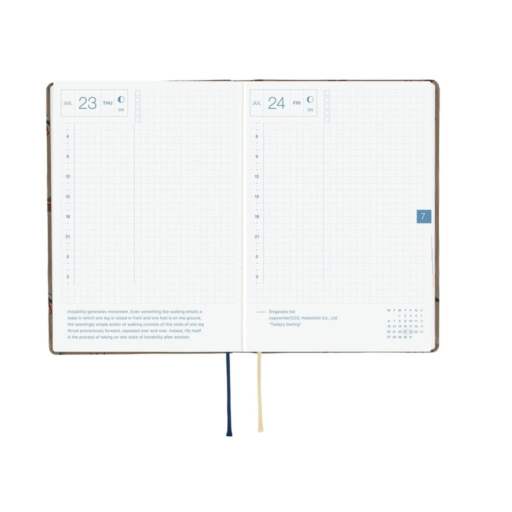 Weekly spread in Hobonichi 2026 A6 diary showing July dates and quote text