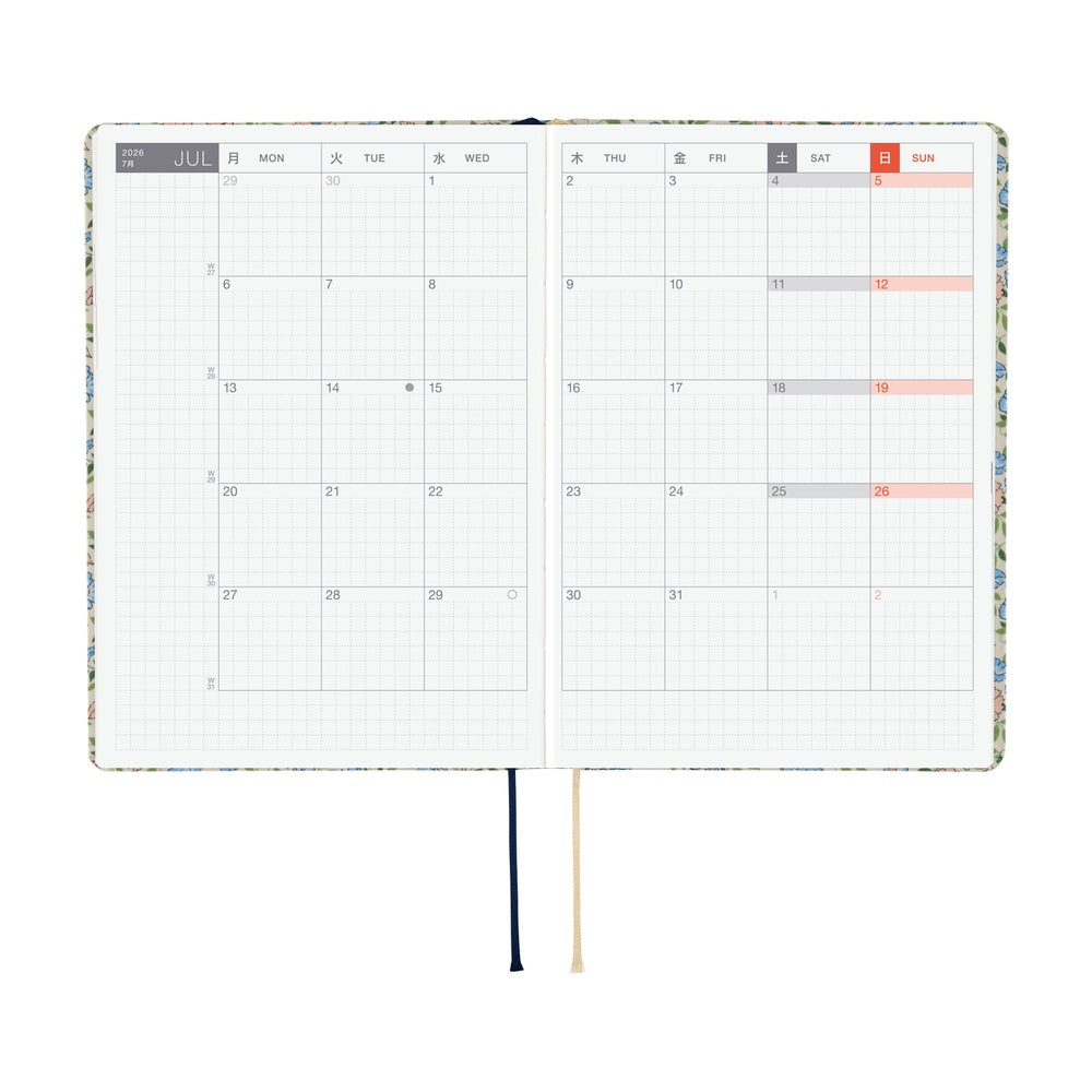 Hobonichi Techo 2026 A6 HON ENG - Liberty Fabrics: Sasha Kiora