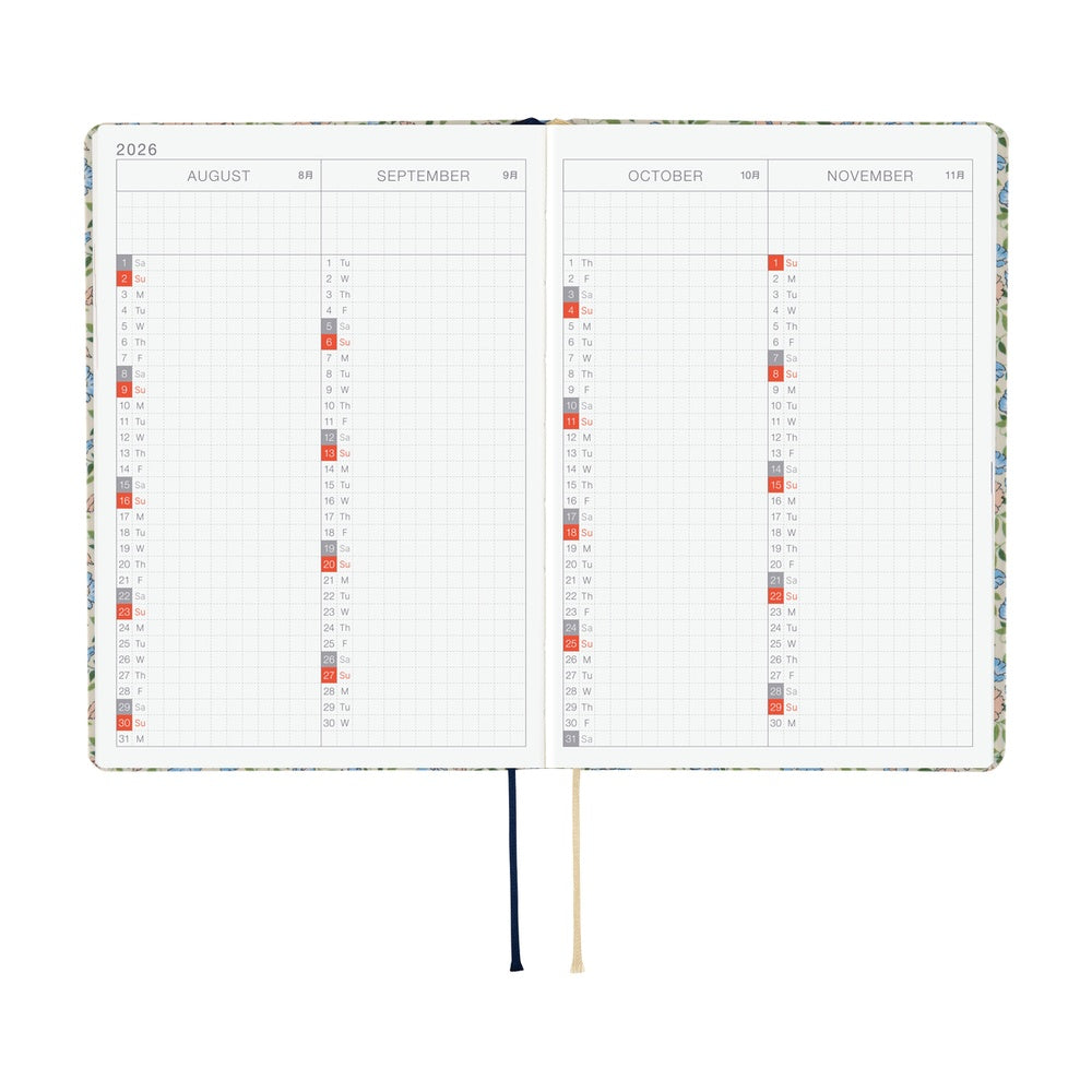 Hobonichi Techo 2026 A6 HON ENG - Liberty Fabrics: Sasha Kiora