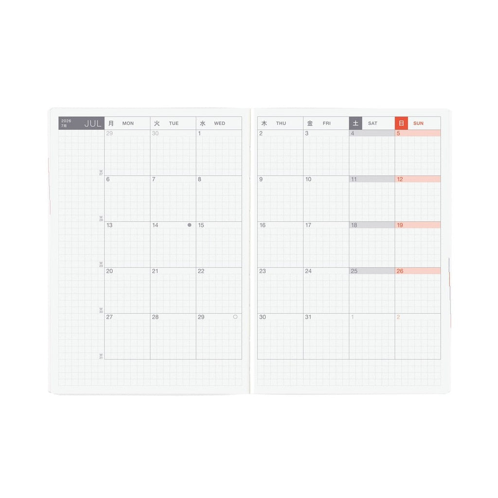 Hobonichi Techo 2026 A6 HON ENG - Paper Series: Black Gingham