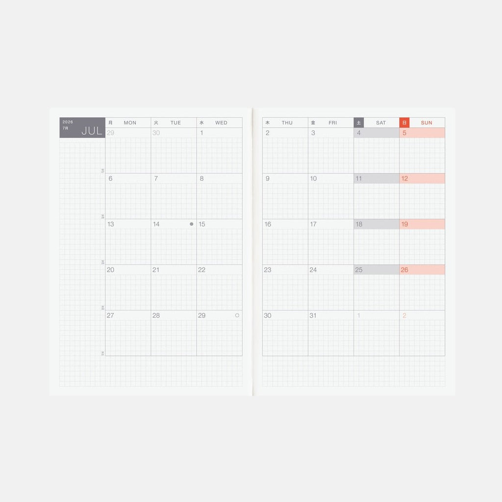 Hobonichi Techo 2026 Cousin Book - A5 size/Daily/Jan start/Mon start - English
