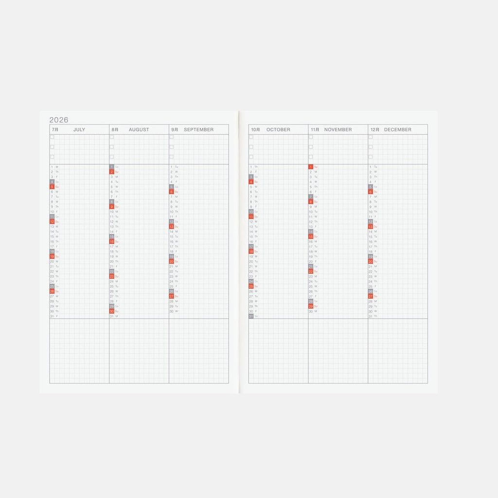 Hobonichi Techo 2026 Cousin Book - A5 size/Daily/Jan start/Mon start - English