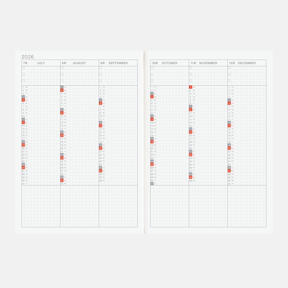 Hobonichi Techo 2026 Cousin Book - A5 size/Daily/Jan start/Mon start - English