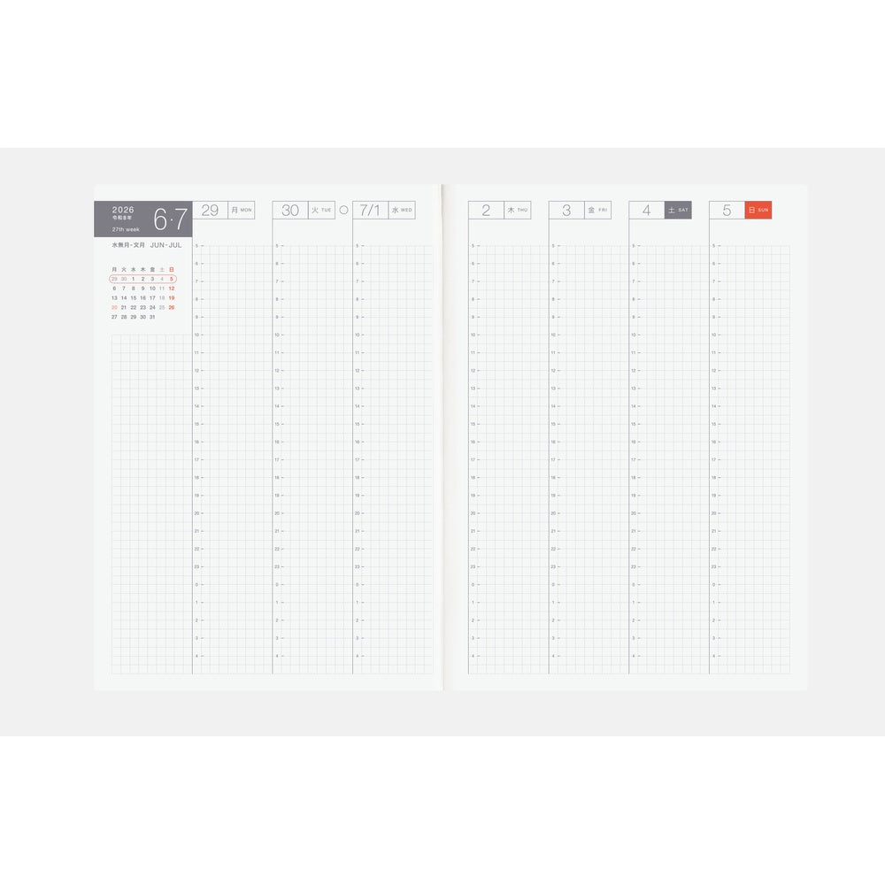 Hobonichi Techo 2026 Japanese Day-Free Book A5 size/Monthly/Jan start/Mon start