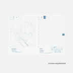 One Piece themed daily planner pages showing July dates with faint character illustrations and comic panels