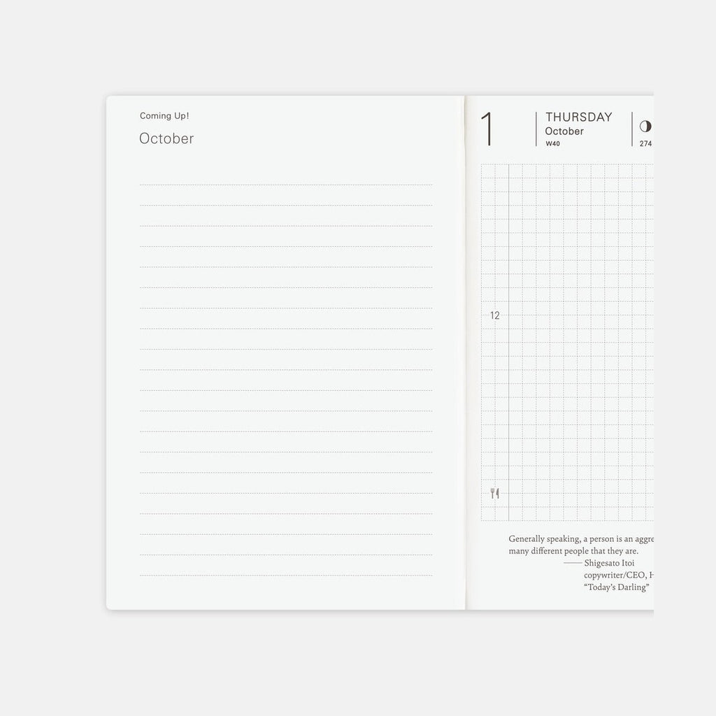 Hobonichi Techo 2026 Planner Book - A6 size/Daily/Jan start/Mon start - English