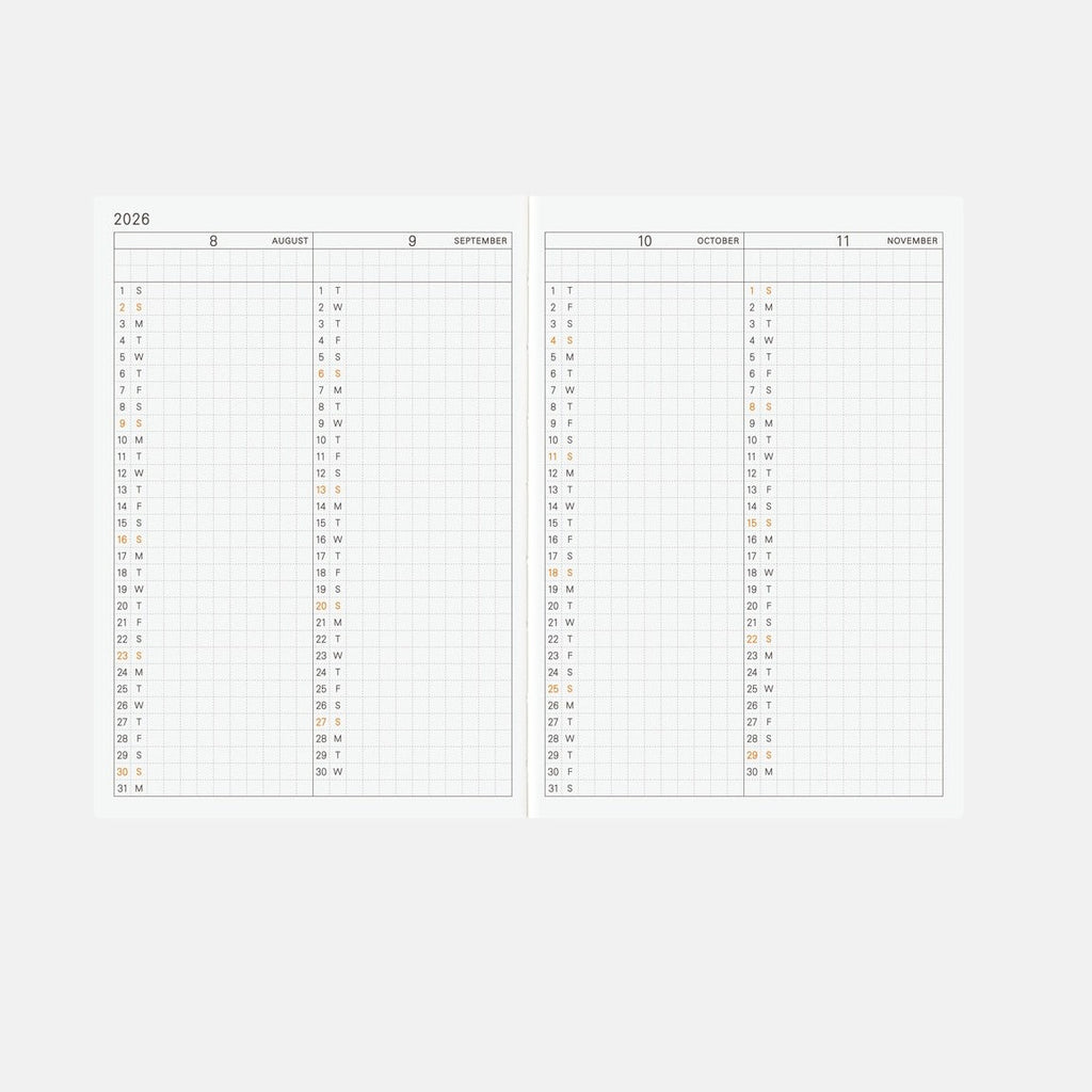 Hobonichi Techo 2026 Planner Book - A6 size/Daily/Jan start/Mon start - English