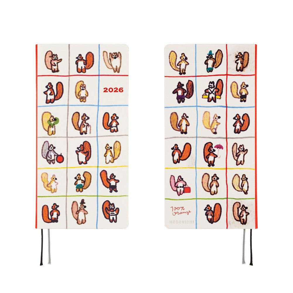 Hobonichi Techo 2026 Weeks ENG - 100%ORANGE: Squirrel’s Moving Day