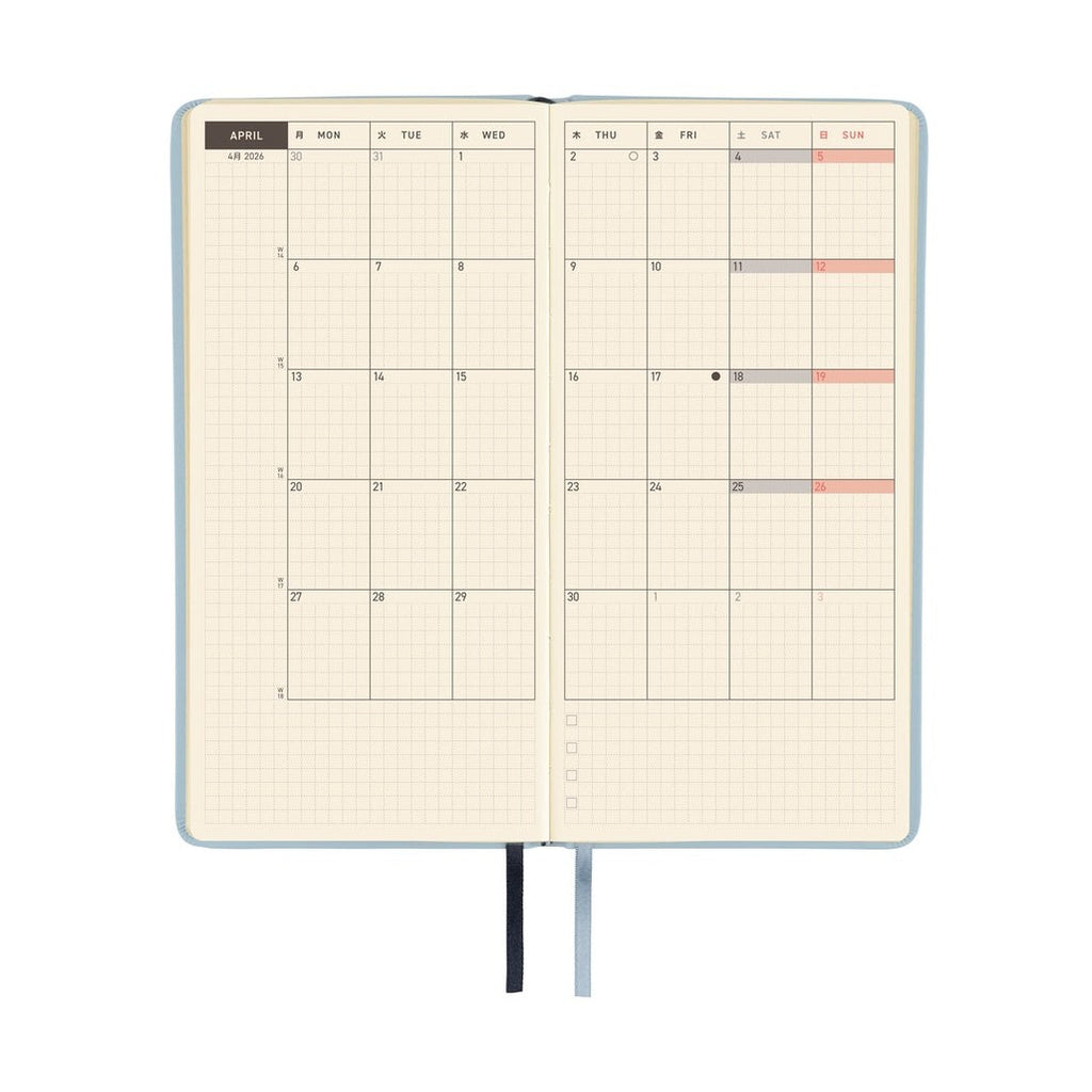 Hobonichi Techo 2026 Weeks ENG - Leather: Snow Blue