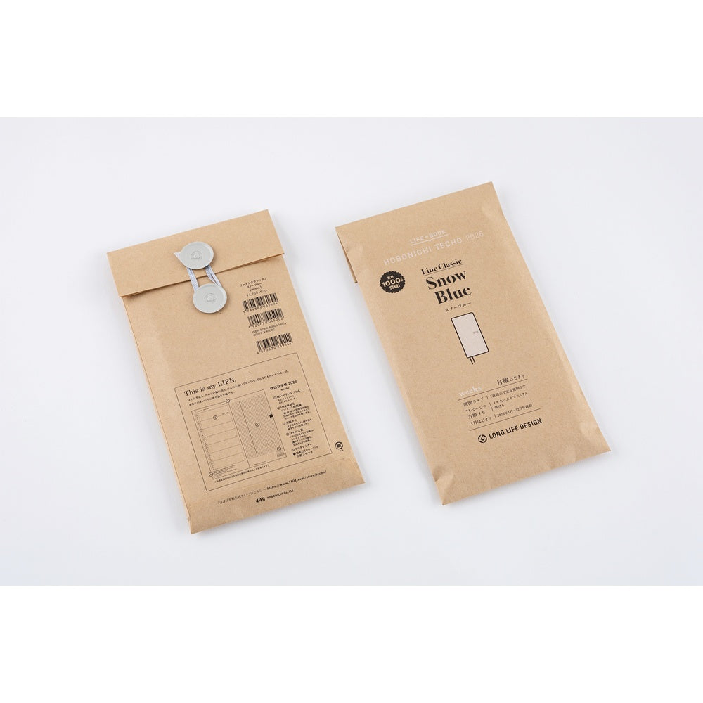 Hobonichi Techo 2026 Weeks ENG - Leather: Snow Blue