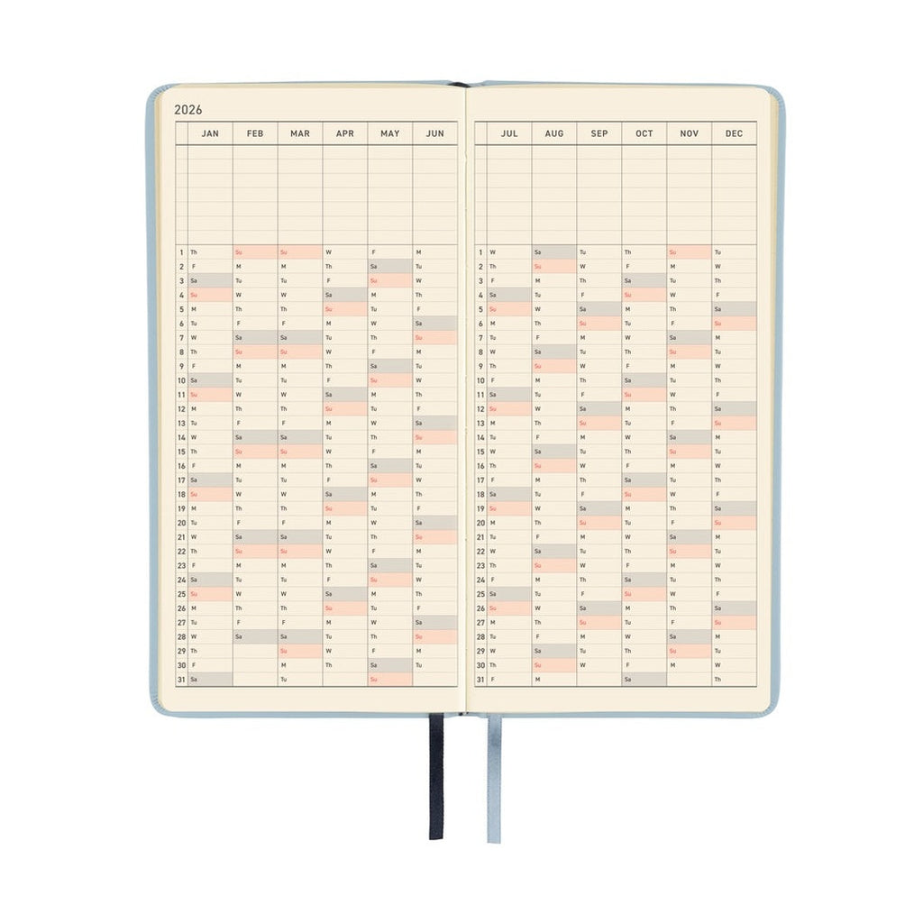 Hobonichi Techo 2026 Weeks ENG - Leather: Snow Blue
