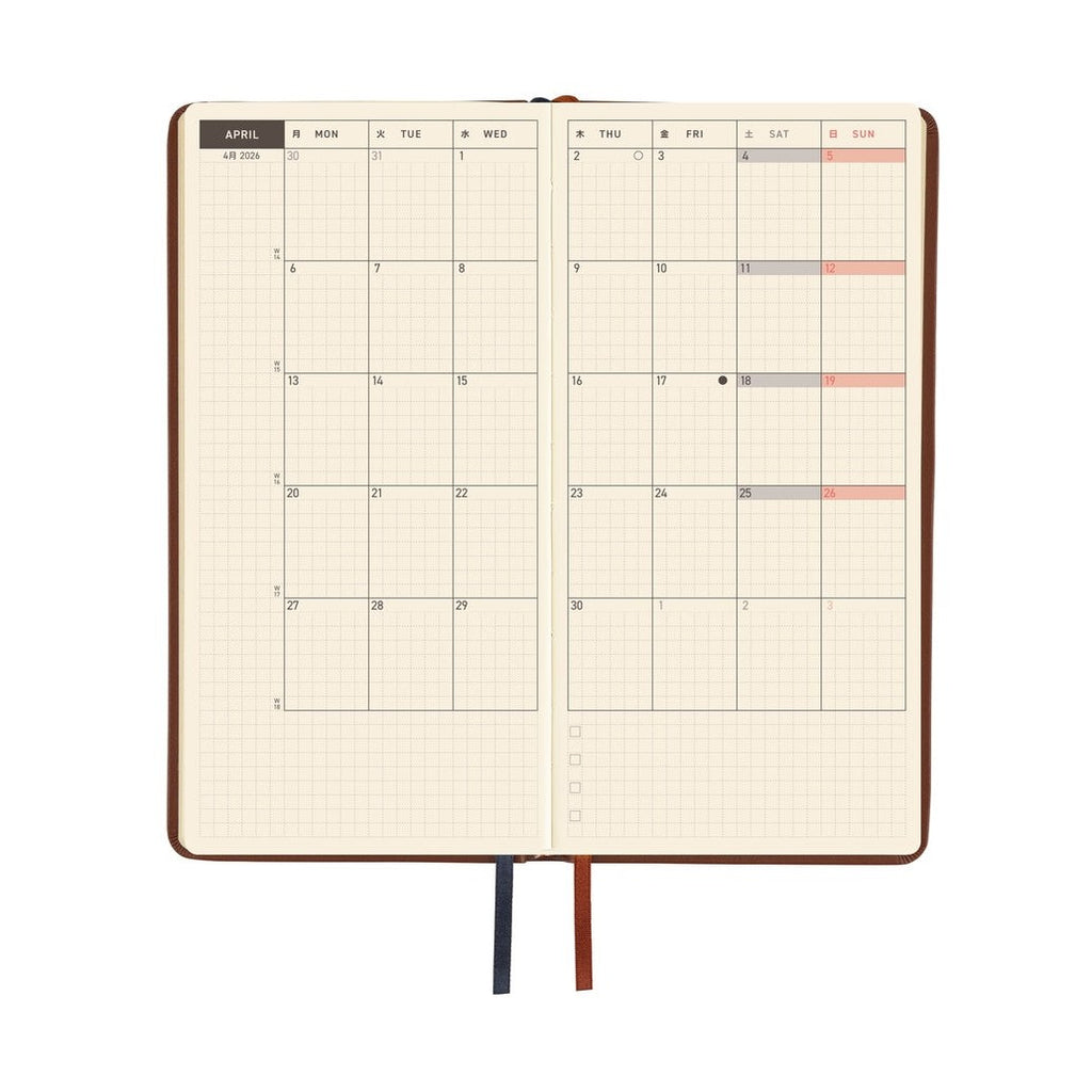 Hobonichi Techo 2026 Weeks ENG - Leather: Wine Brown