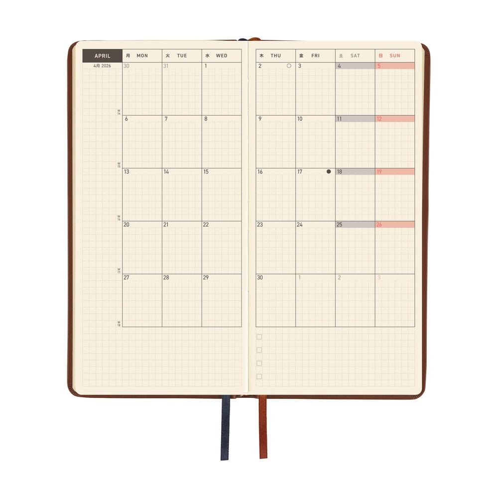 Hobonichi Techo 2026 Weeks ENG - Leather: Wine Brown