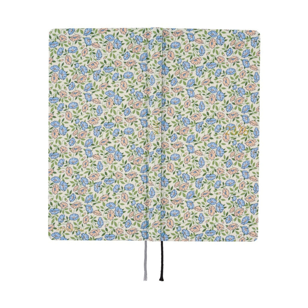 Full coverage Liberty Sasha Kiora floral pattern on Hobonichi 2026 diary with gold signature