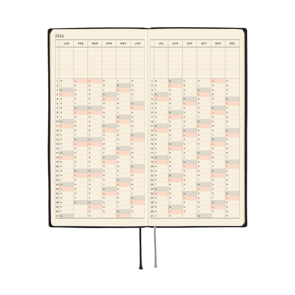 Hobonichi Techo 2026 Weeks ENG - White Line: Black