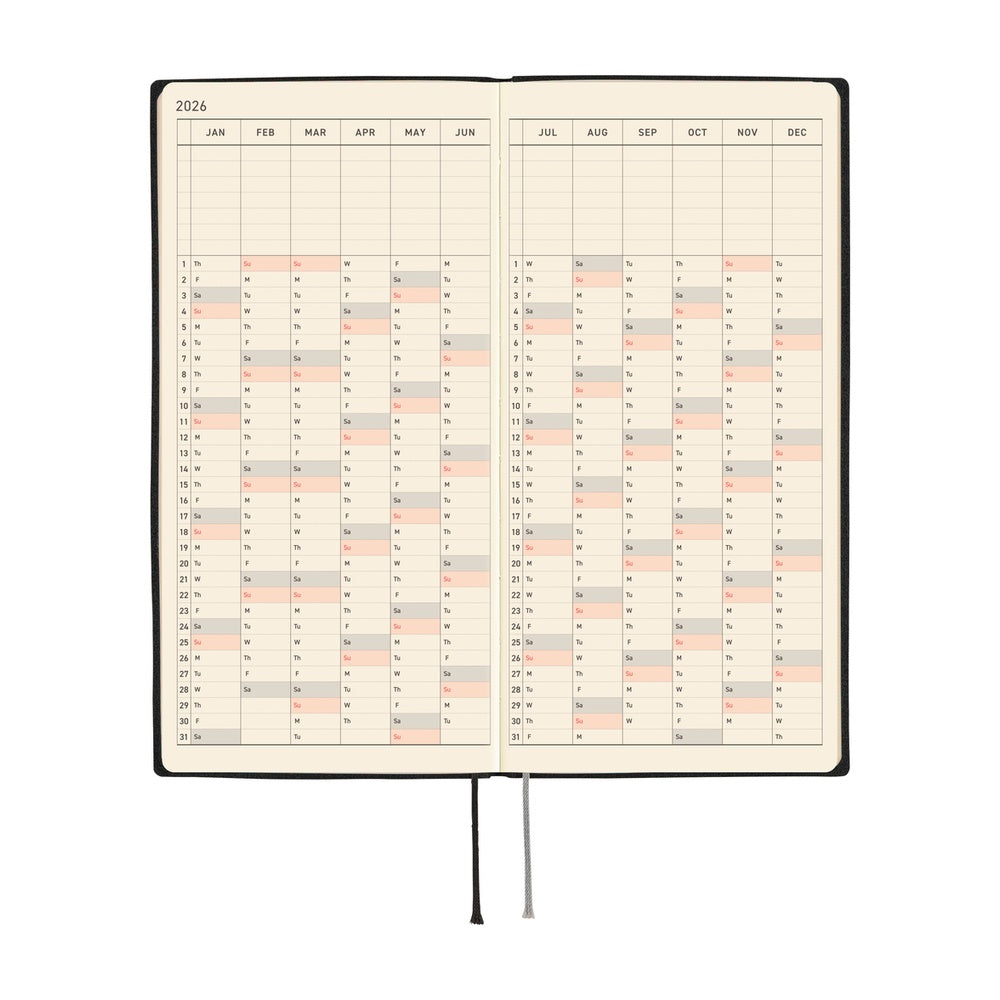 Hobonichi Techo 2026 Weeks ENG - White Line: Black