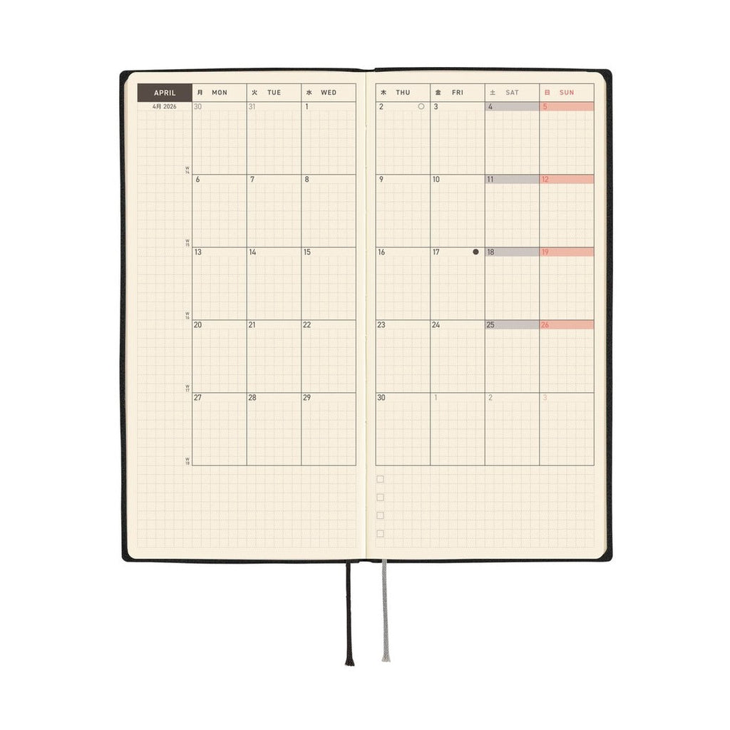 Hobonichi Techo 2026 Weeks ENG - White Line: Black