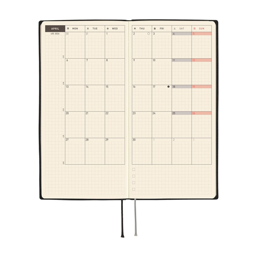Hobonichi Techo 2026 Weeks ENG - White Line: Black