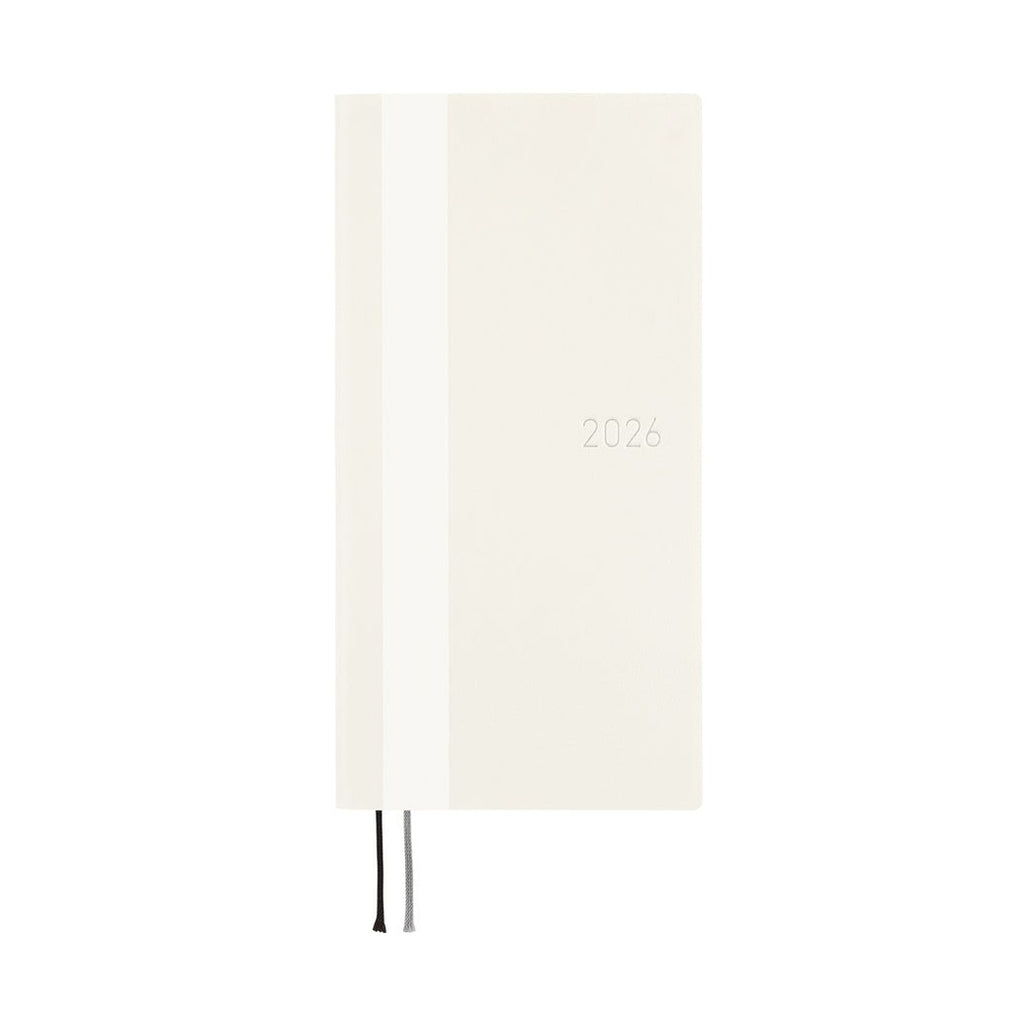 Hobonichi Techo 2026 Weeks ENG ivory cover diary with white line and embossed year