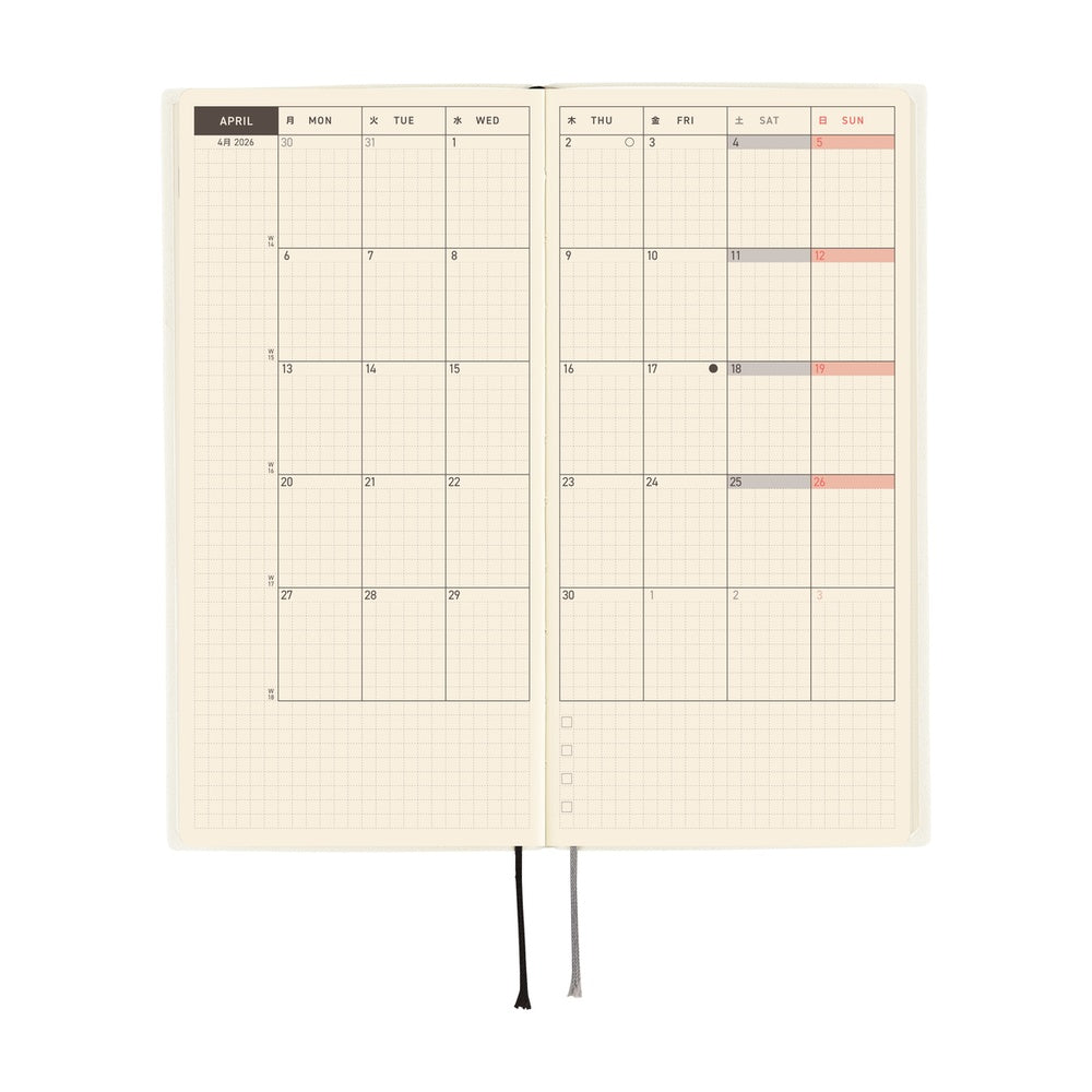 Hobonichi Techo 2026 Weeks ENG - White Line: Ivory