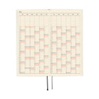 Hobonichi Techo 2026 yearly overview planner spread monthly grid layout