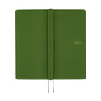 Hobonichi Techo 2026 Weeks MEGA ENG open diary with antique green hardcover and gold foil year accent