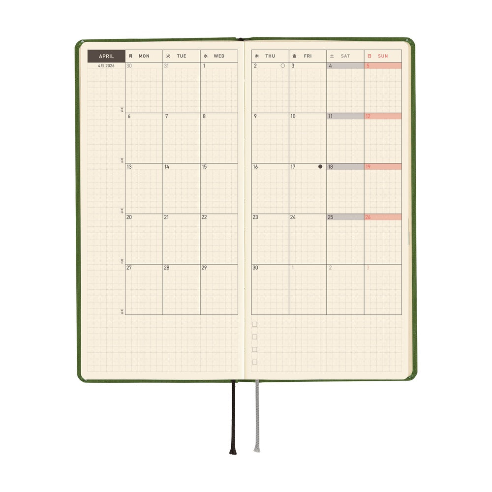 Hobonichi Techo 2026 Weeks MEGA ENG - Colors: Antique Green